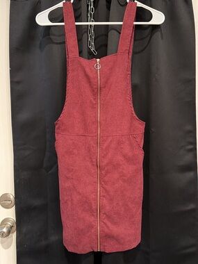 Women’s Burgundy Zip-Front Pinafore Dress